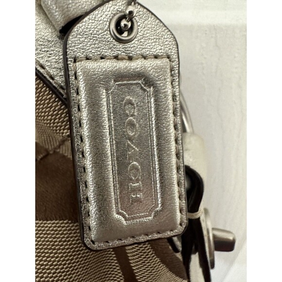 COACH Signature Monogram Bag Style 11648 Carly Shoulder Handbag Tan Preowned - Picture 4 of 12